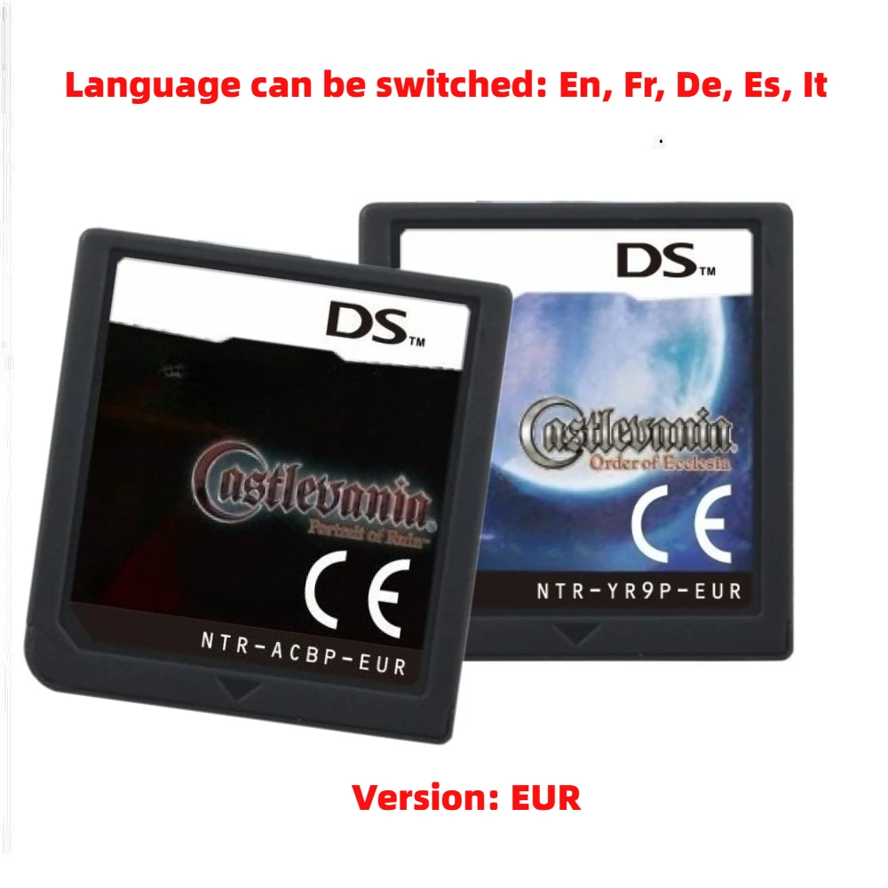 NDS Game Cartridges Castlevania Dawn of Sorrow, Portrait of Ruin, Order of Ecclesia Game, Multiple Languages Can Be Switched