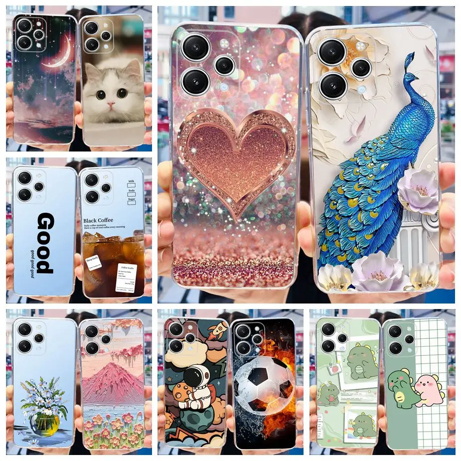 For Xiaomi Redmi 12 Case Popular Painted Back Cover 6.79\'\' Clear Silicone Soft TPU Fundas For Xiaomi Redmi 12 Redmi12 Phone Case