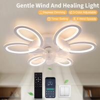 Ceiling Fan With Lights 25.83in Remote Control APP 6-speed Flower Shape Nordic Minimalist Smart Led Fan Lamp Living Room Bedroom