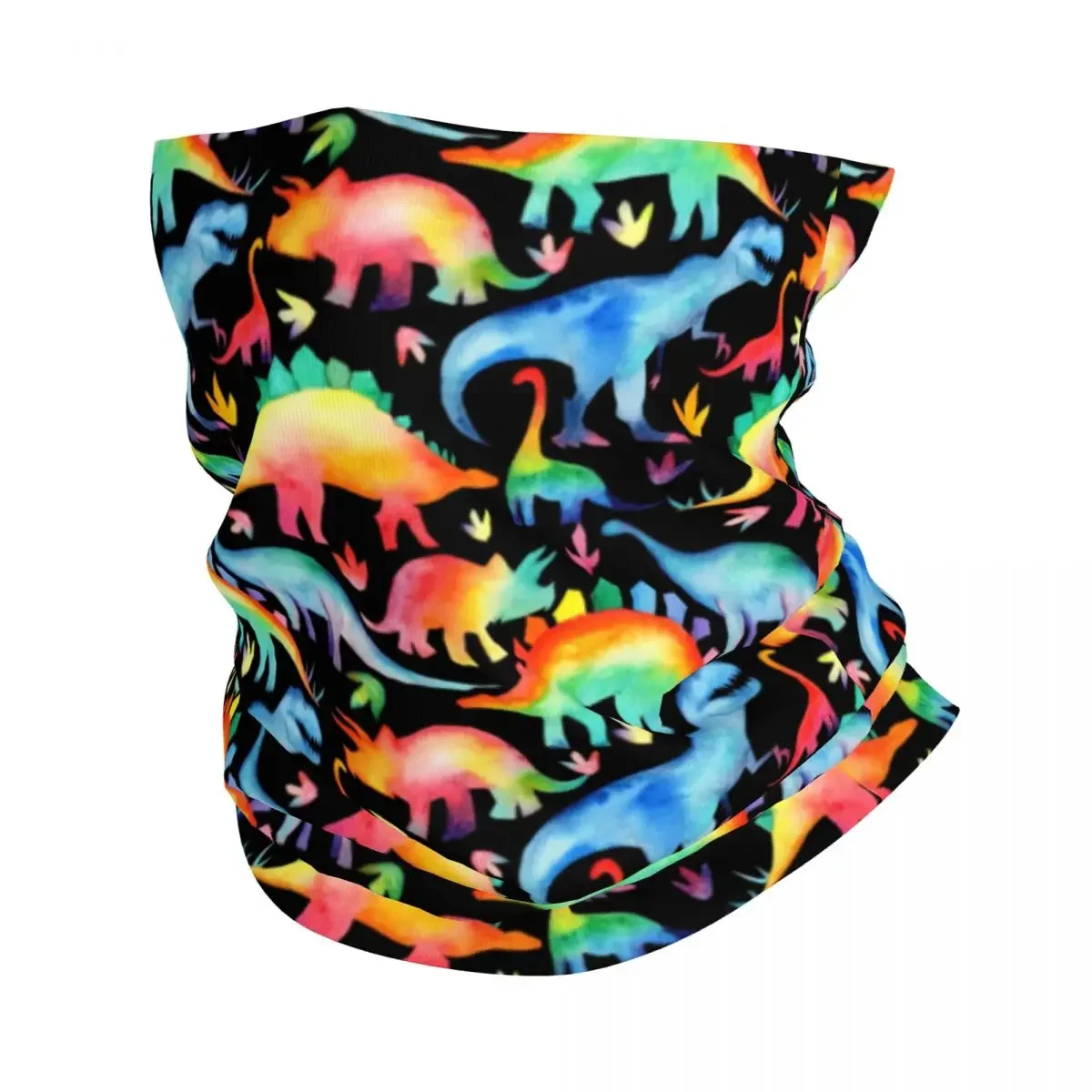 New Rainbow Dinosaur Bandana Neck Warmer Women Men Winter Hiking Ski Scarf Gaiter Cartoon Animal Pattern Face Cover