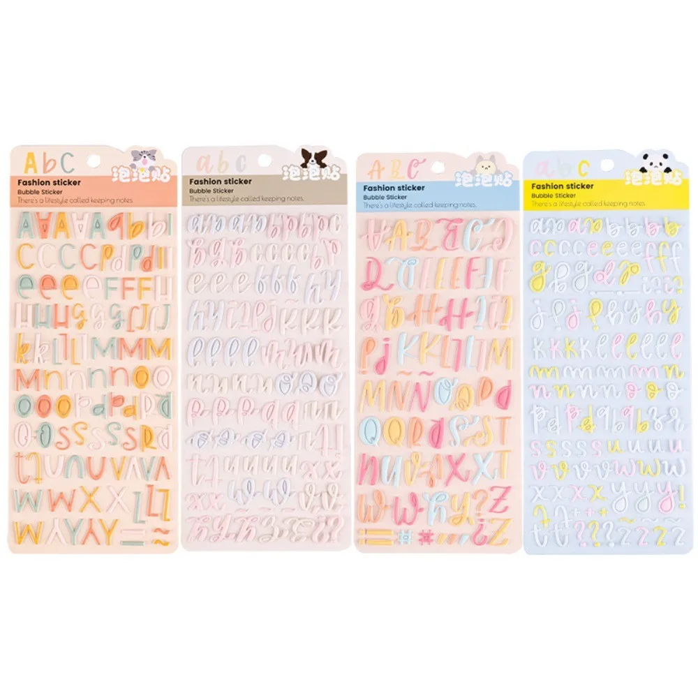 4-Piece EVA Soft Adorable Bubble Stickers - Macaron Pink Tone English Letters & Punctuation, Multi-Series, Ideal for Scrapbook