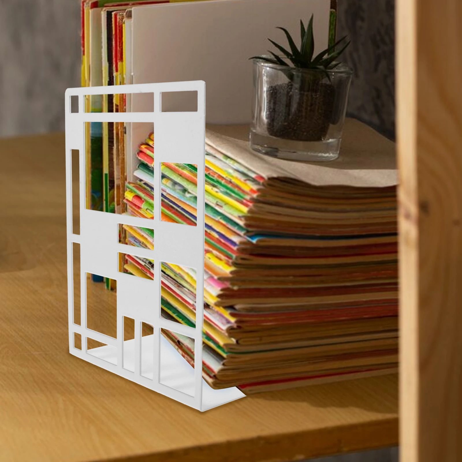 

2pcs Metal Bookends Sturdy Iron Desktop Book Holders Decorative Book Organizers For Home Office Study Room File Storage Heavy