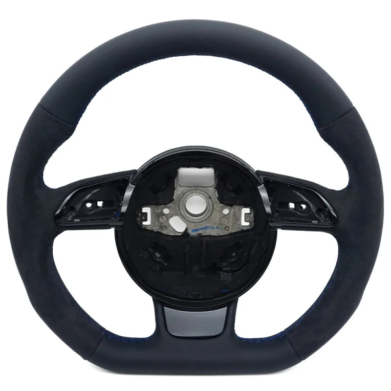 For Audi A4B8S standard semi-suede dark blue thread steering wheel without buttons and paddle shifters