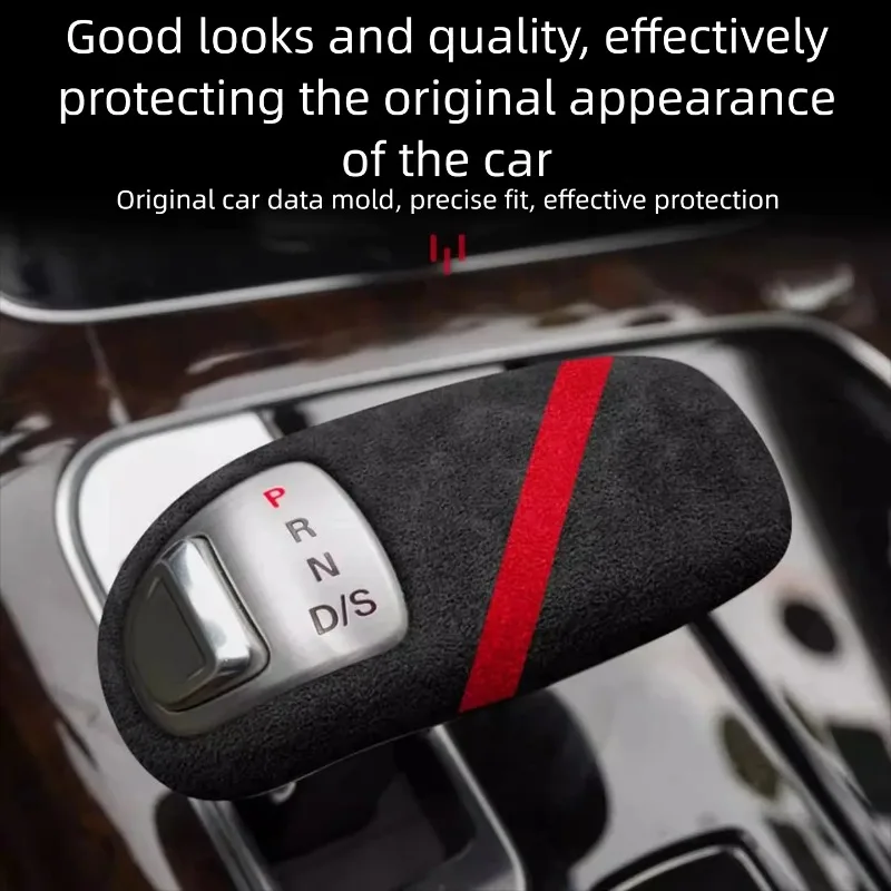 For Audi A6L, A4L, A3, Q5, Q7, Q2, A8, Q3 Gear Shift Knob Cover, Suede Interior Refit Decoration for New & Old Models