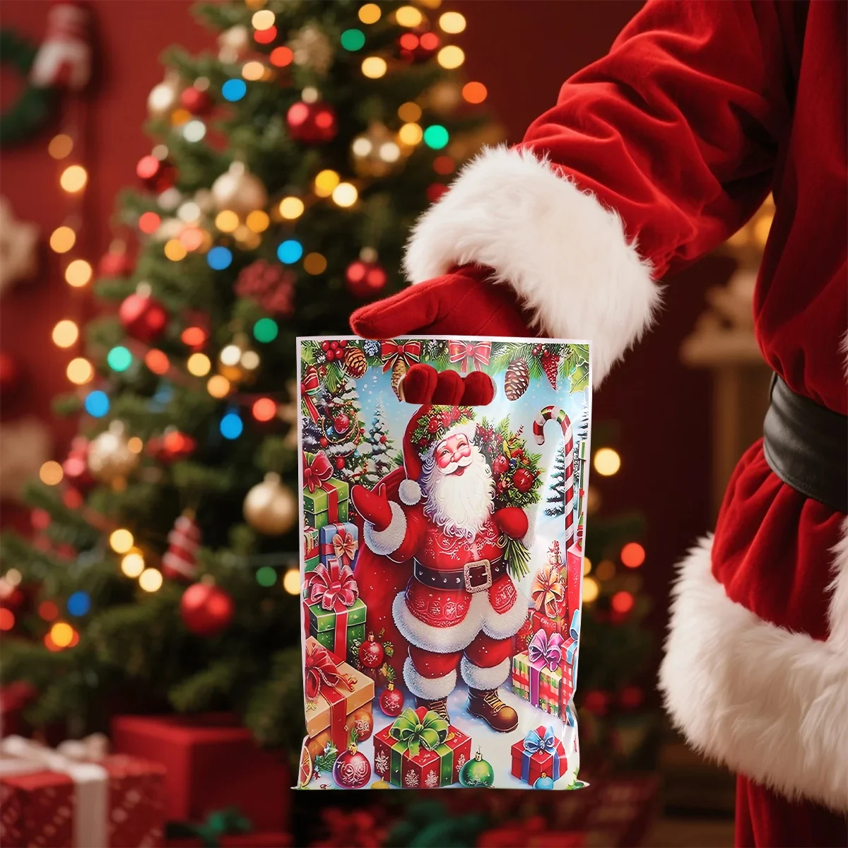 50 Stück Weihnachtsgeschenktüten Weihnachtsmann Tragetaschen Weihnachtsdekoration für Zuhause 2025 Geschenkverpackungsbeutel Navidad Natal Neujahr 2026 – Detail 7