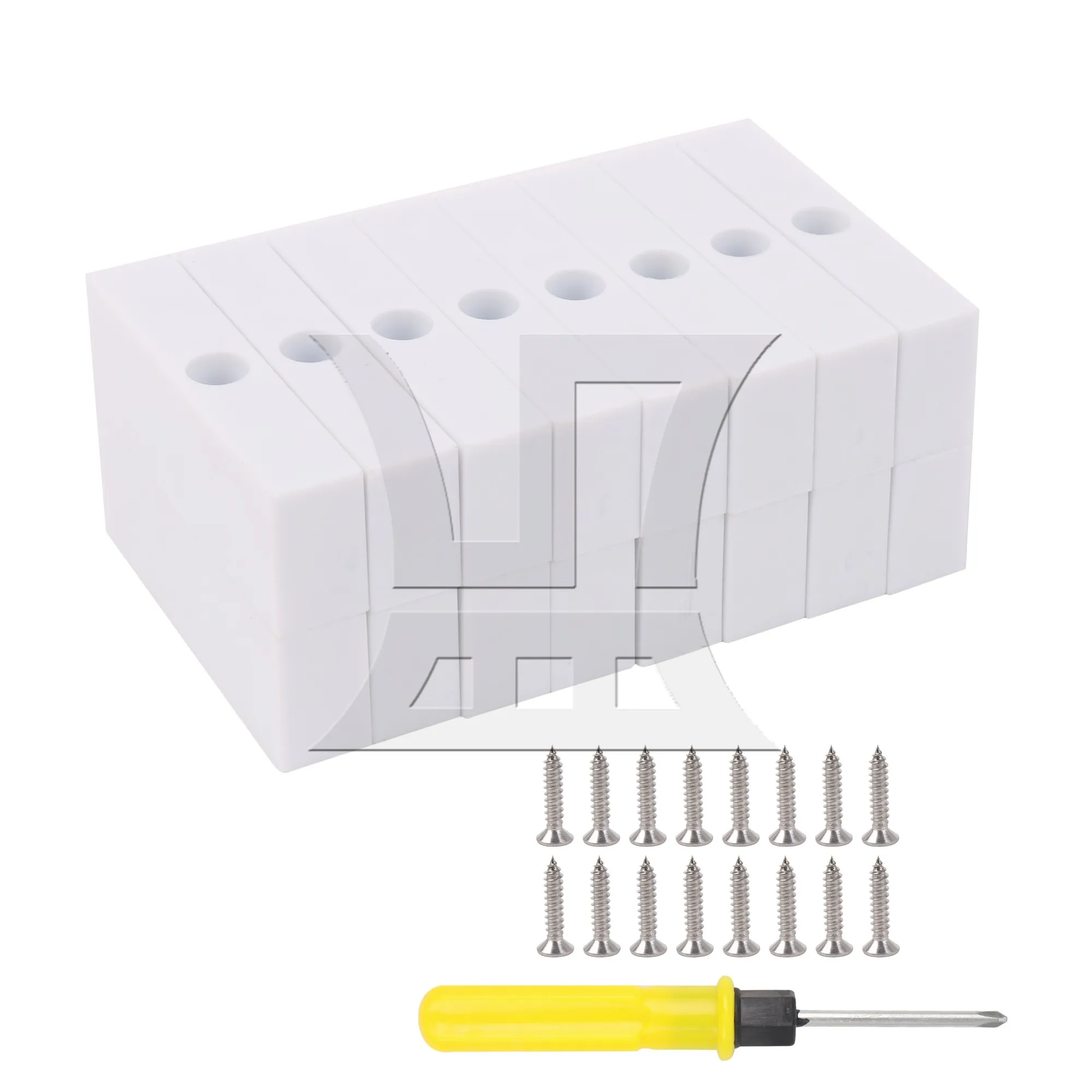 CNBTR 16 Pieces Window Limit Block 20mm Height Single-Hole w/ Screws White Plastic