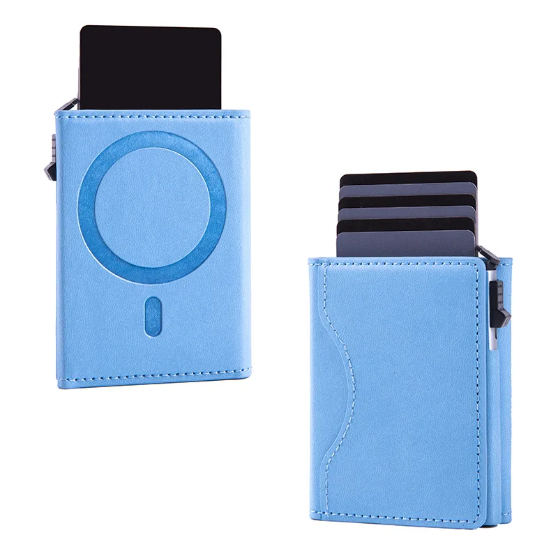 Suitable for IPhone16 Pro Max magnetic card case, RFID anti-theft card swiping box, three-fold short aluminum alloy card holder