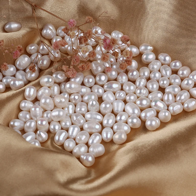 8-9mm White Natural Loose Real Freshwater Rice Pearl Beads