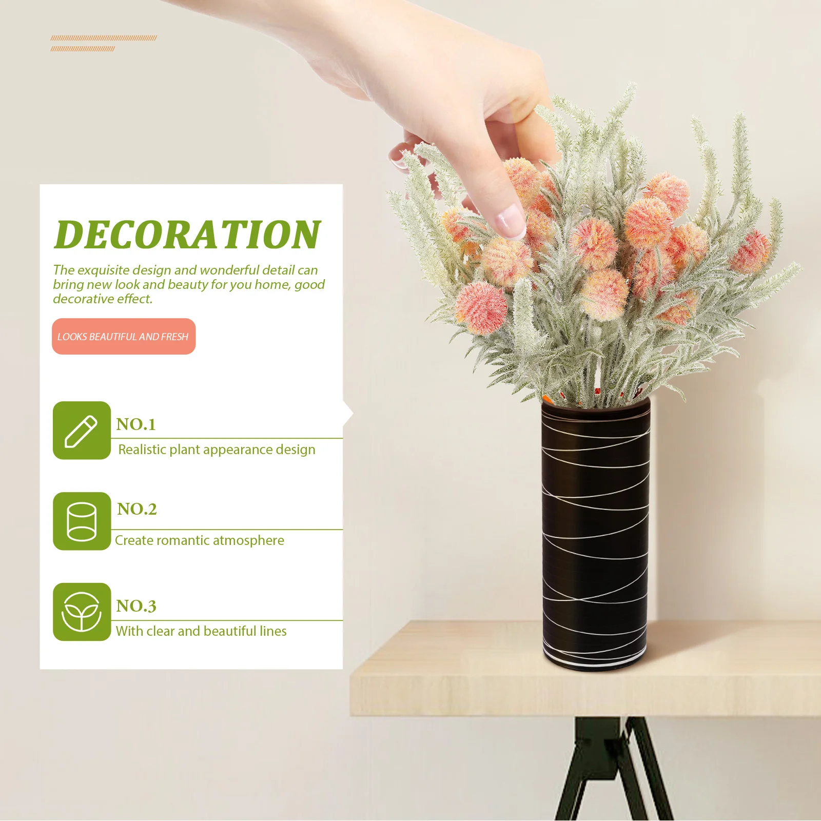 

2Pcs Simulation D Flower Lifelike Fake nament Artificial Bouquet Decor Tufting Photography Prop Home Wedding
