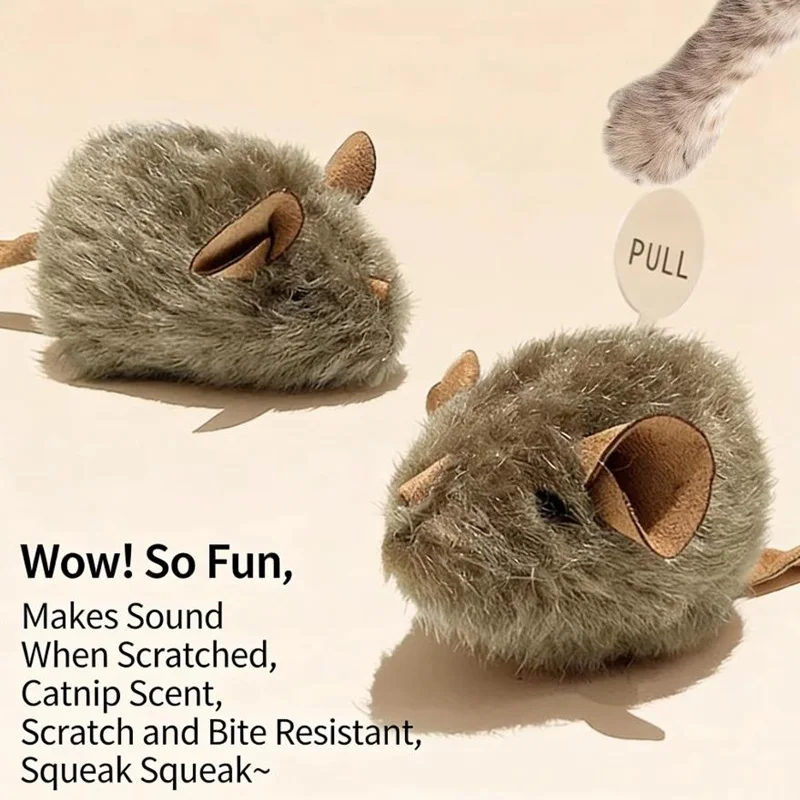 Interactive Mouse Plush Cat Chew Toy Squeaky Imitation Mice Bite Resistant Kitten Toy Interactive Plush Cat Toy Supplies 4