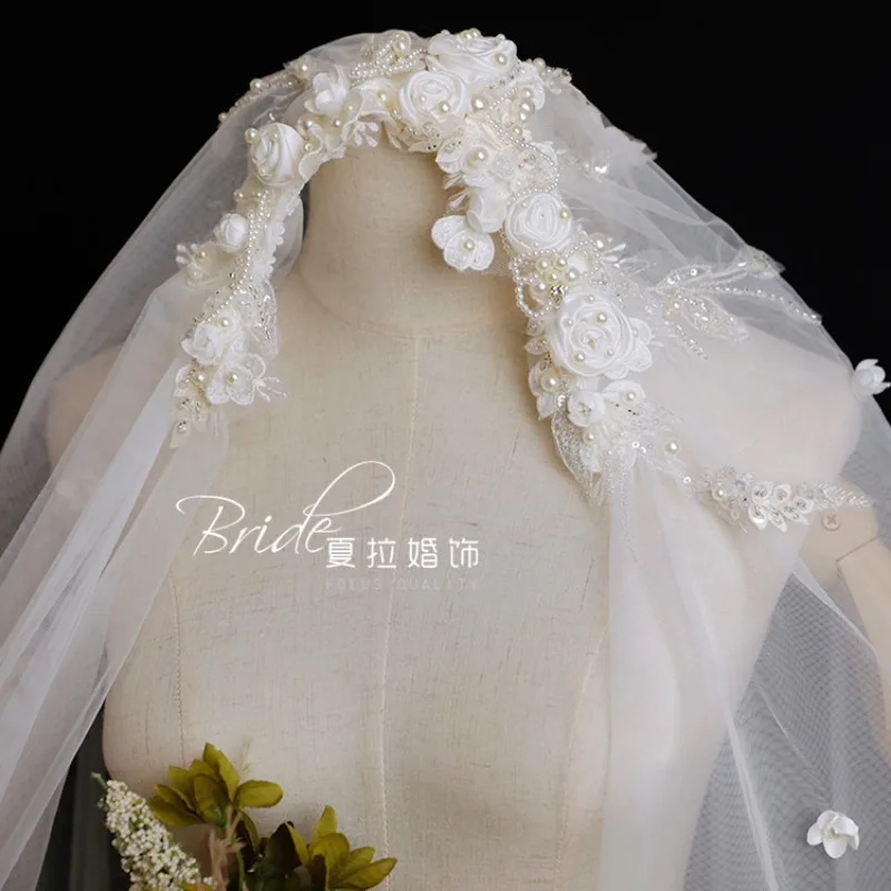 Handmade Exquisite Hong Kong Style Retro Floral French Veil Wedding Accessories