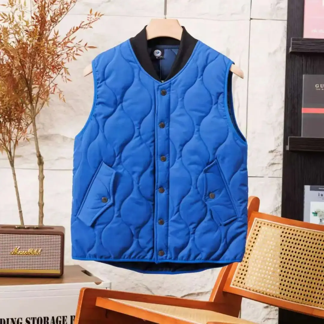 防水アウトドアベスト カップルお揃い 刺繍なし コットン製 暖かい トレンド感のある若者向け スタンドフィット 冬ファッション