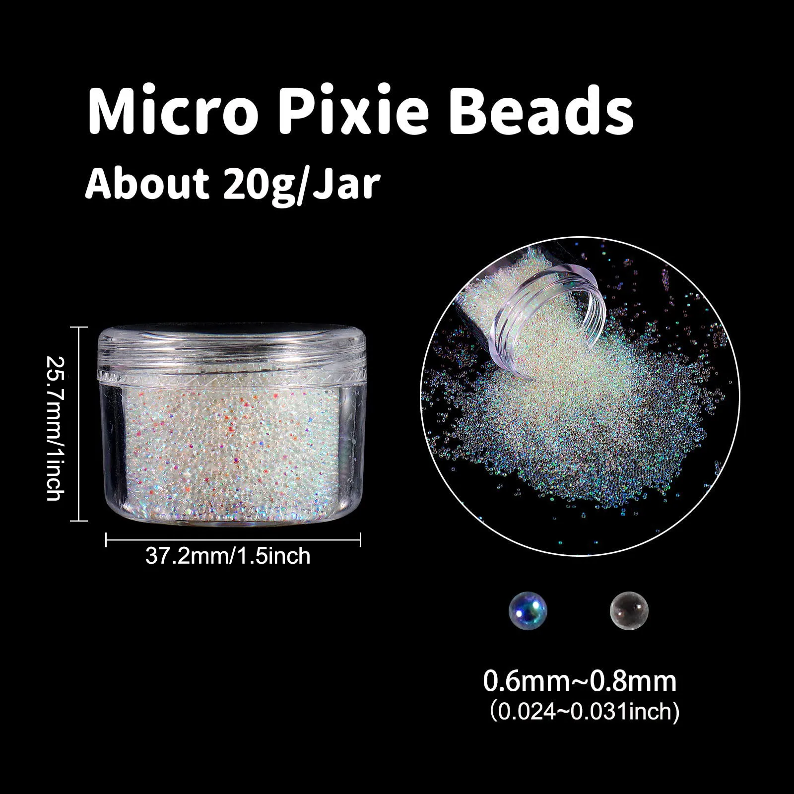 10000pcs Caviar Beads For Nails Decor, Micro Pixie Beads, 20g/0.71oz Glass Bubble Beads, Iridescent Water Droplets Bubble Beads