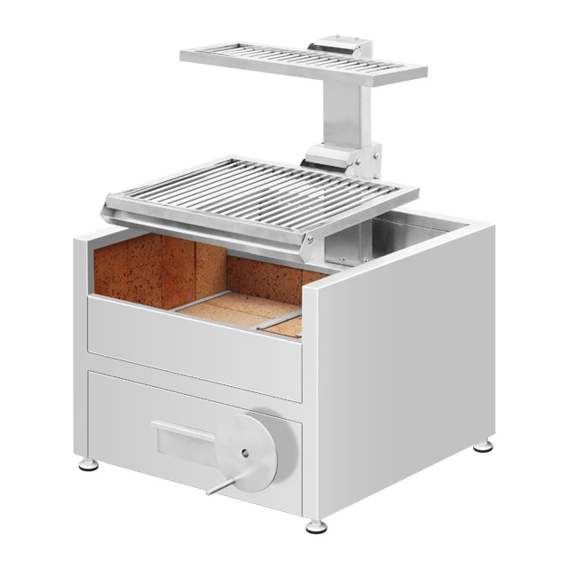 Edelstahl-BBQ-Grill, Holzkohlegrill mit Arbeitsplatte, höhenverstellbar, argentinischer Holzkohlegrill