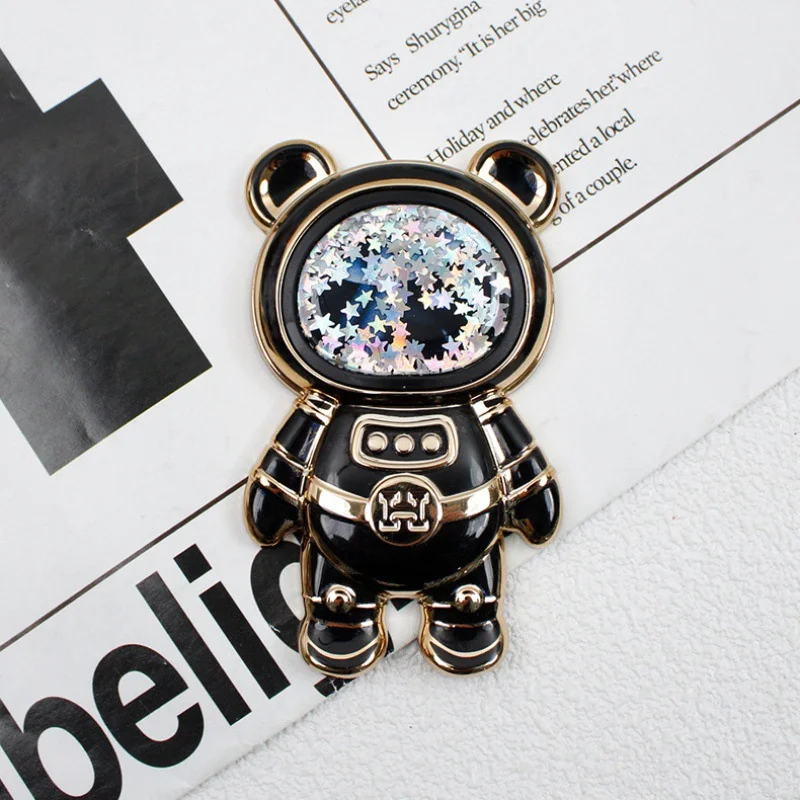 Cartoon Space Bear Glitter Liquid Quicksand Handy Griff Ständer Halter Astronaut Telefon Ständer