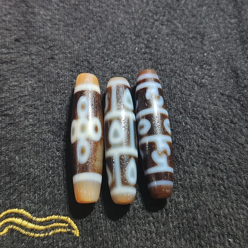 

Tibetan Totem Agate Dzi Horseshoe Weathered 5 Eyes Lightning 9 Eyes Bead Necklace Pendant DIY Accessories