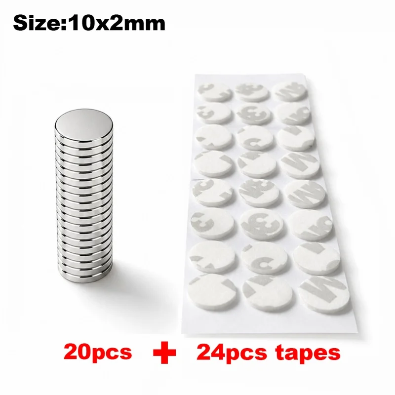 10/12/15/20mm Starke Magnete mit Doppelseitigem Klebeband Runde Permanente Leistungsstarke Neodym-Scheiben für Kühlschrank Basteln Aufkleber