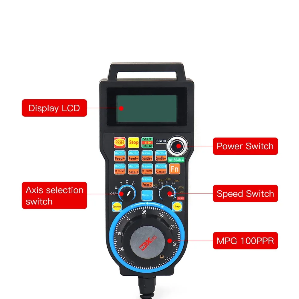 XHC LHB04B Newest Mach3 Wired MPG Pendant Handwheel CNC Controller For 4 / 6 Axis Engraving Machine