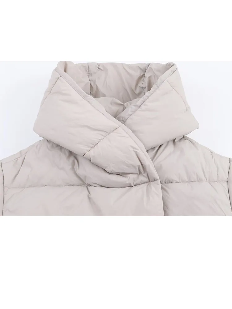 

HH New Woman Winter Versatile Long Sleeves Hidden Buckle Hooded Waterproof Cotton Jacket Female Casual Warm Loose Cotton Clothes