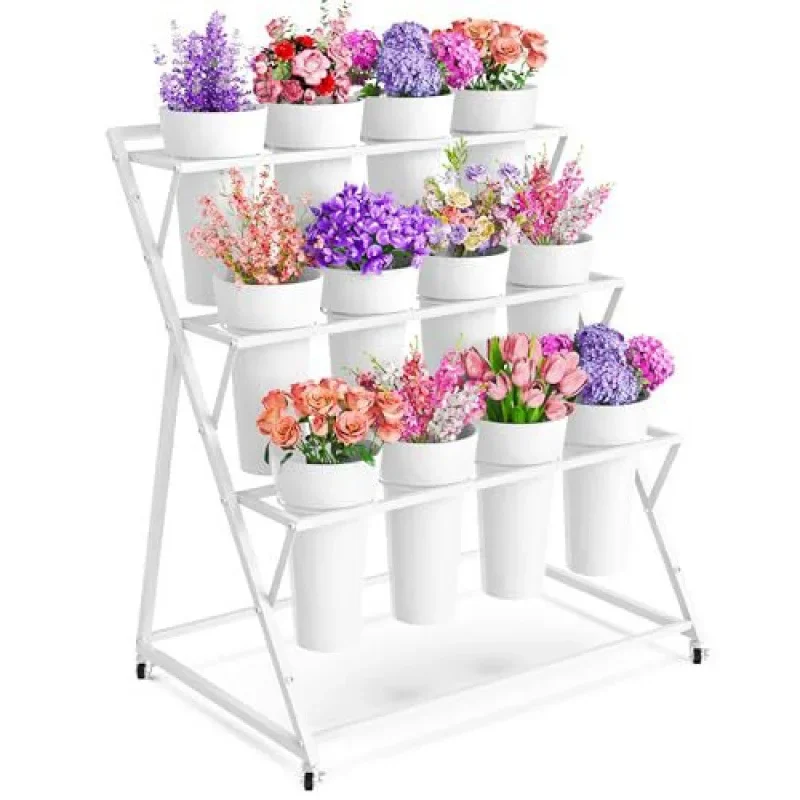 Movable stepped wrought iron multi-layer flower shop flower stand