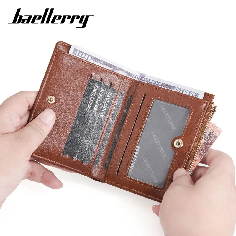 Baellerry 2026 Women's Short Business Wallet Versatile Striped Zipper Coin Purse Card Holder - New Style