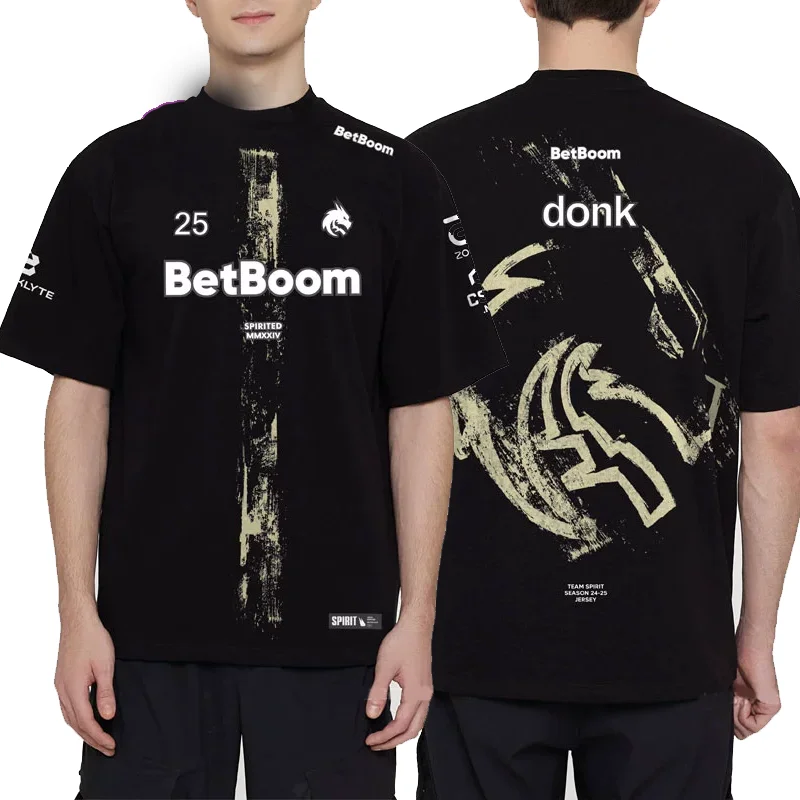 2025 Donk Jersey T-shirts 2025 New CS2 Esports CSGO Spirit Team Professional Competition Training Tees Oversized Gamer Fans Tops