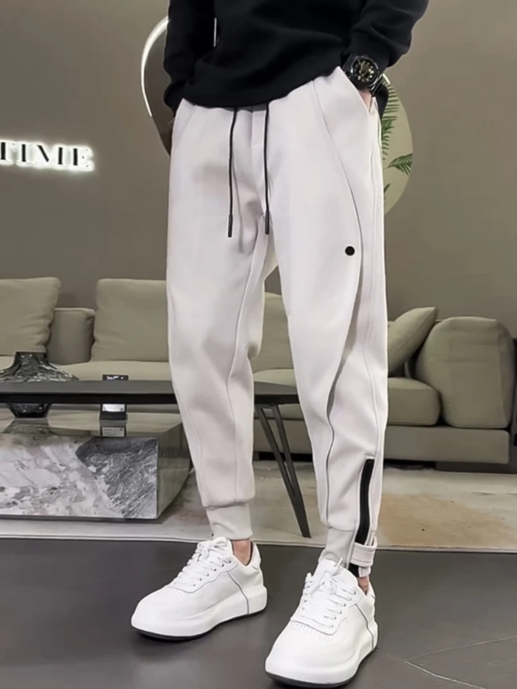 Loose Korean Style Men's Summer Casual Pants  Color Design Harlan Trendy All-Match Zipper Decorated Sweatpants