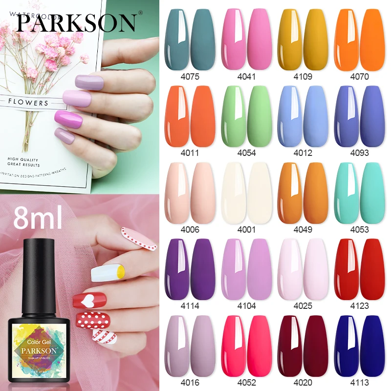 PARKSON 114 Colors 8ml Nail Varnish Platinum Glitter Gel Polish Pastel Purple & Muted Mauve Nail Gel For Manicure HEMA TPO FREE