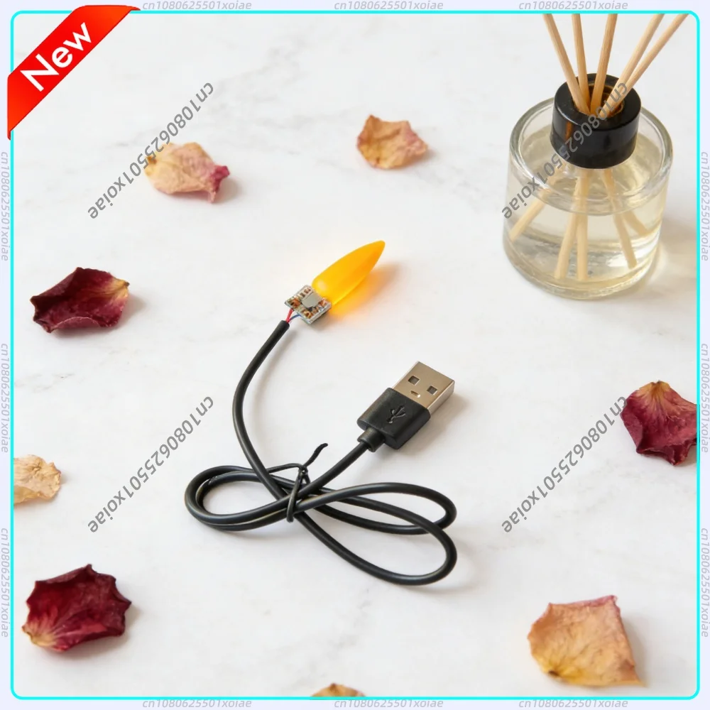 Irregular Lamp Atmosphere Chip with Usb Interface LED Flicker Effect Wick Simulation Candle Lamp Decoration Light Accessories