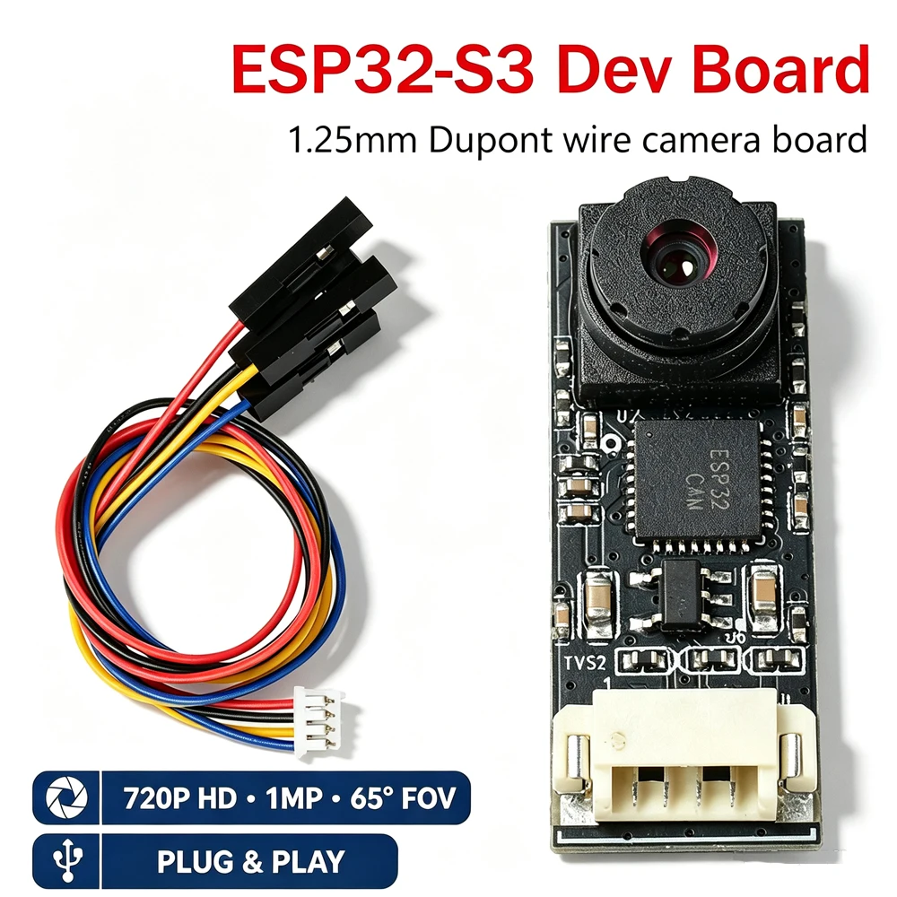 ESP32-S3 Development Board Camera Module 720P UVC Dupont Cable Plug Play 65 Degrees 1MP for Face Detection Robot Vision