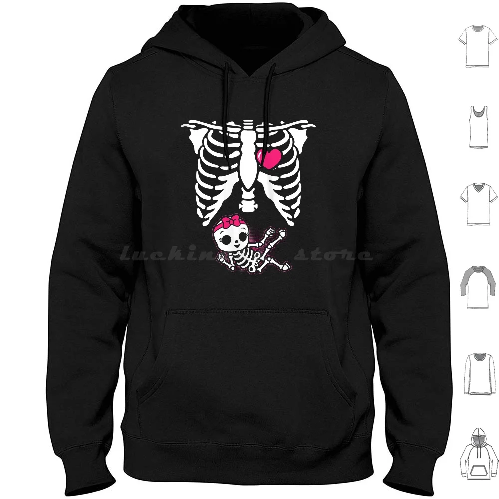 

Womens Halloween Skeleton Pregnancy Baby Girl X-Ray Funny Pregnant Tank Top Hoodies Long Sleeve Womens Halloween