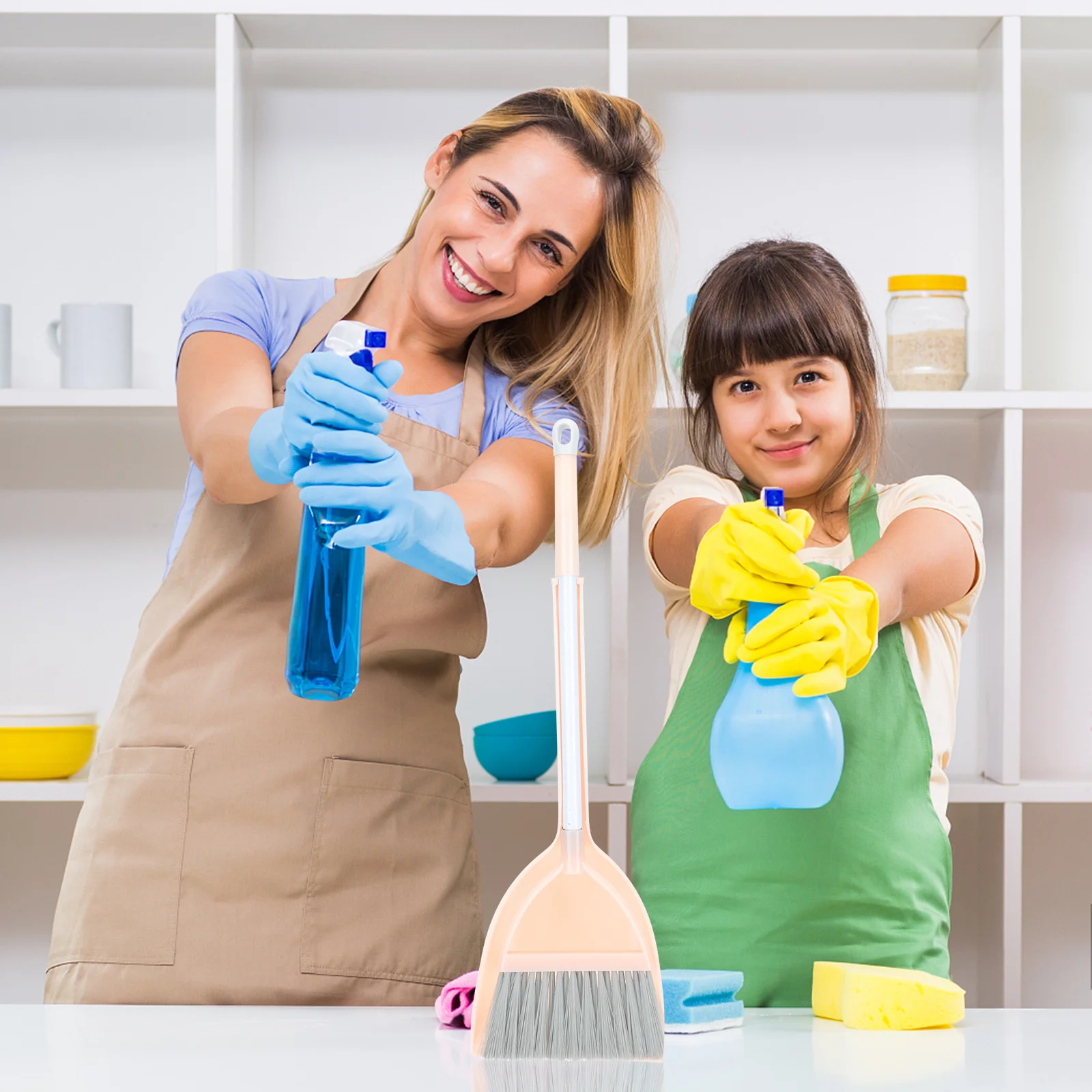 1 mini set di paletta per scopa per bambini in plastica leggera piccoli strumenti per la pulizia della casa casa asilo uso desktop scopa per bambini