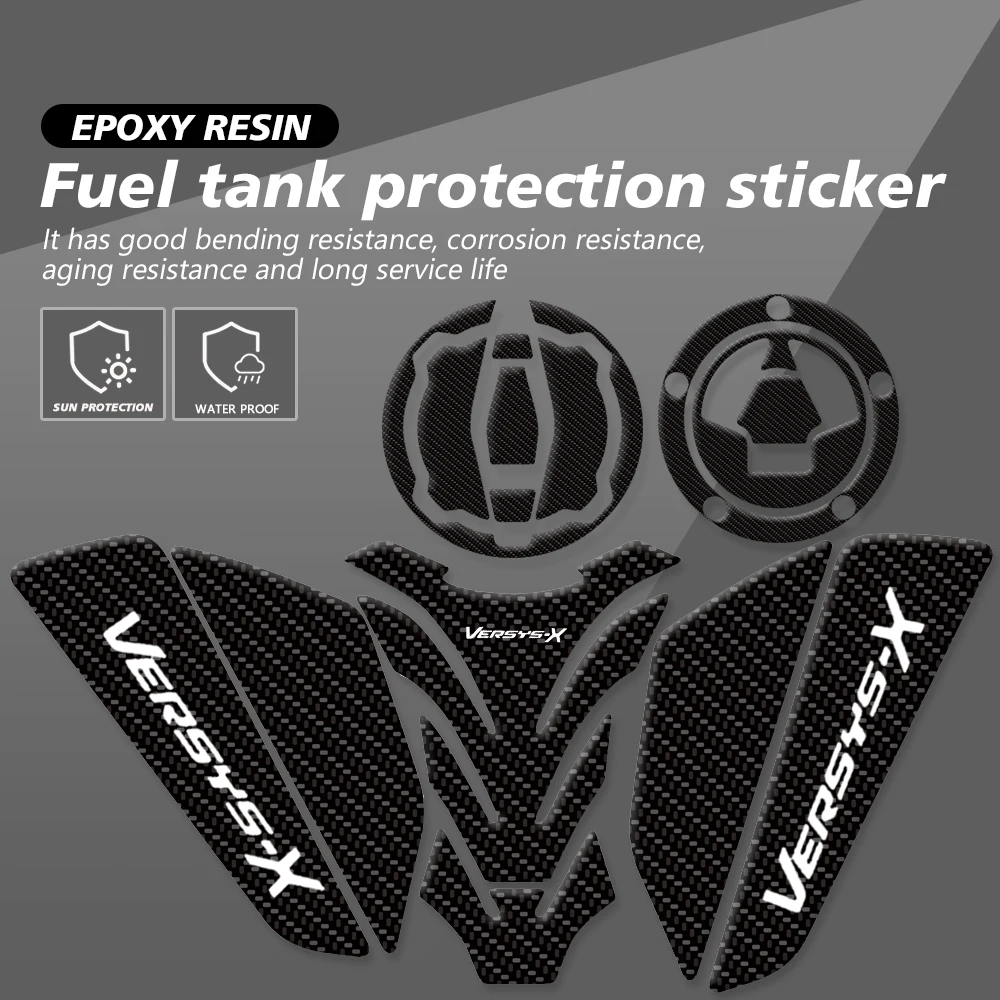 Fit For Kawasaki Versys 650 X300 X 250 VersysX300 Motorcycle Tank Pad Protective Transparent Fish Bone Decal Sticker