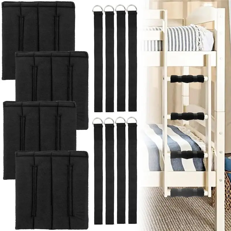 A05E-4PCS Bunk Bed Ladder Pads, Soft Bunk Bed Ladder Cover With 8 Adjustable Straps, For Loft Bed, Bunk Bed Ladder Padding