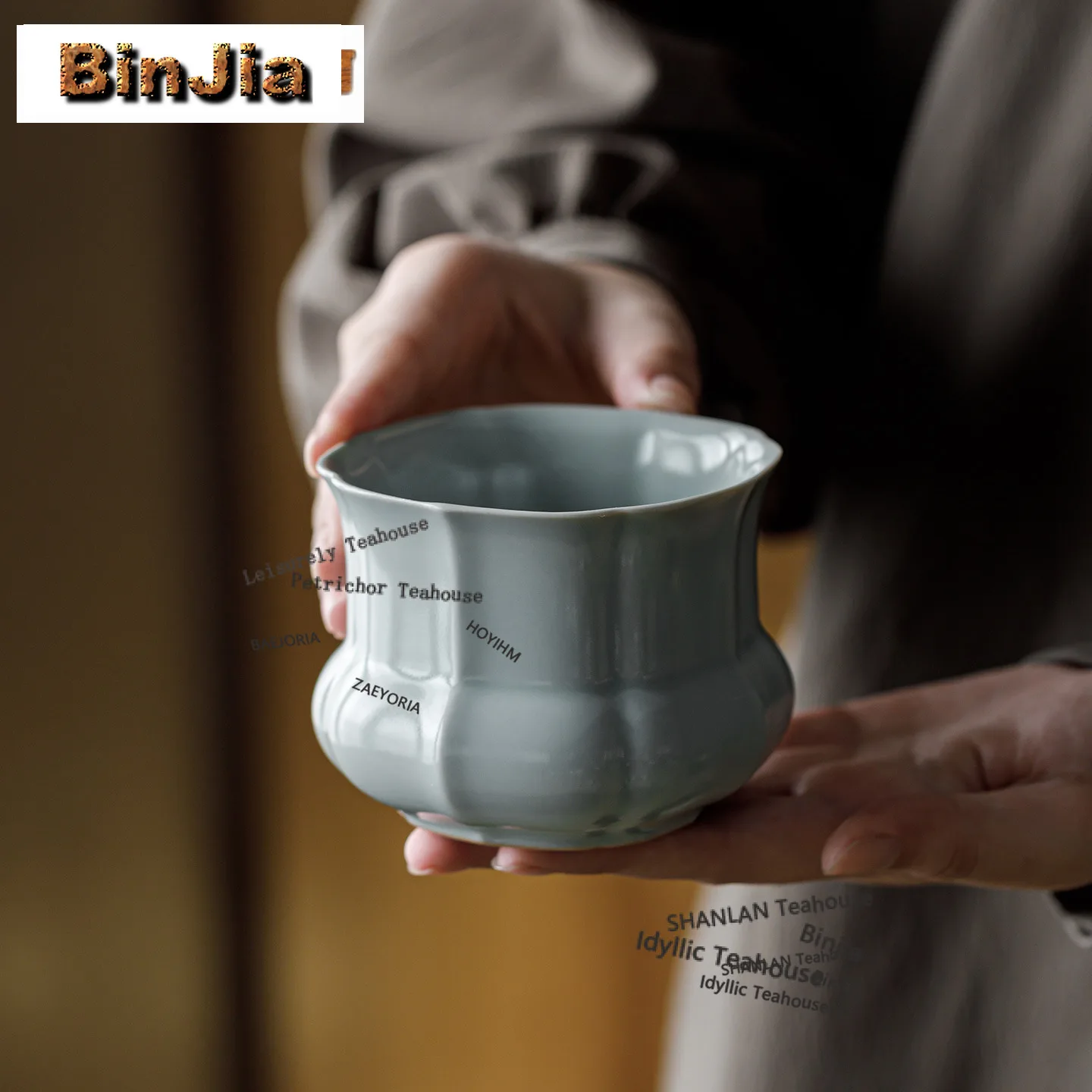 BAEJORIA 310ml High-end Sky Blue Ru Kiln Porcelain Jianshui Tea Wash Bowl Writing-brush Washer Water Washing Slag Tank Chaxi Tea