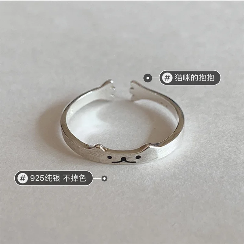 

Женское кольцо из серебра 925 пробы с котом