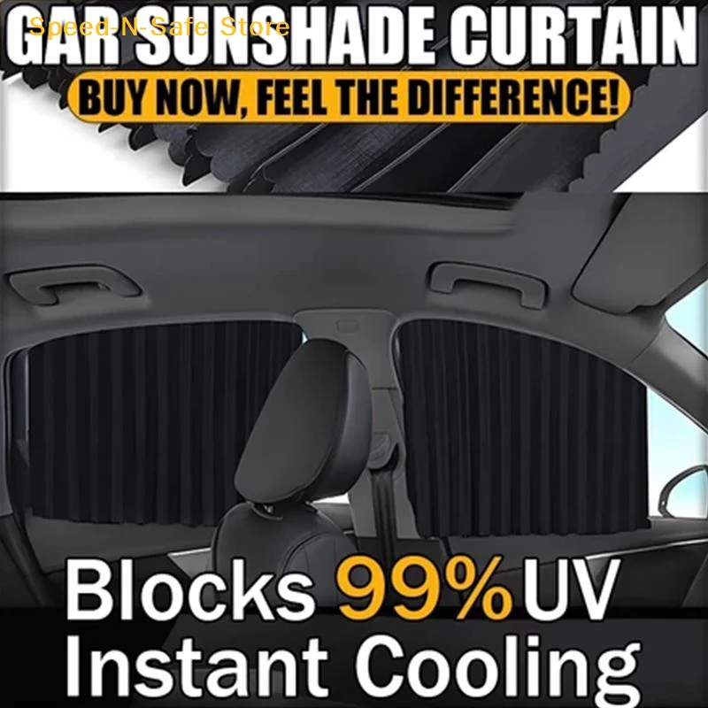 Universal Retractable Car Sunshade Curtains 4 Piece Set Heat Insulation UV Blocking for Every Day Use Long Distance Travel