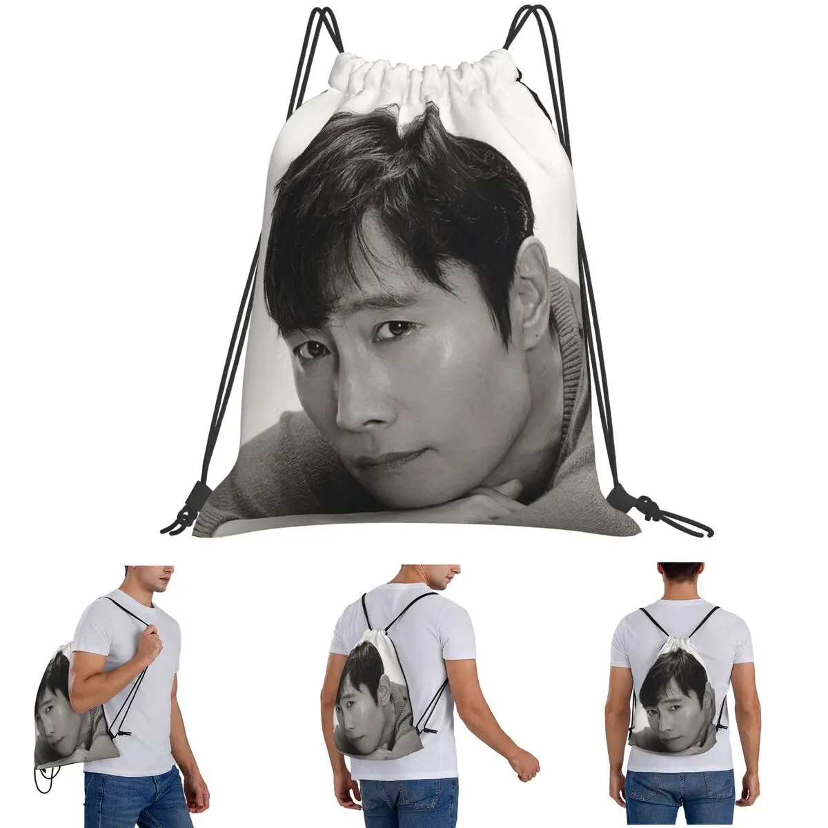 

Lee Byung Hun Actor Backpacks Fashion Drawstring Bags Shoes Bag Book Bags for Man Woman School