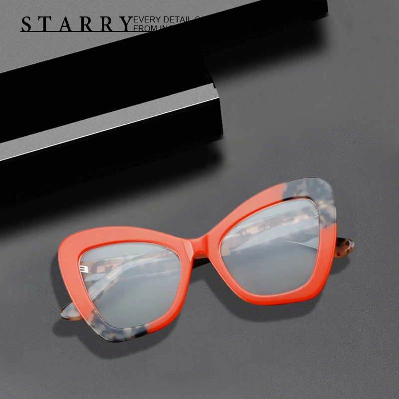 

Acetate Men Eyeglasses Frame Cat Eyes High Quality Pure Handmade Glasses Retro Optical Myopia Reading Personalized Women Eyewear