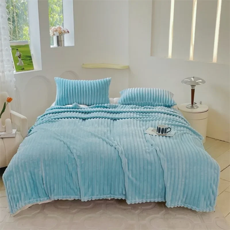 

2025 solid color soft comfortable warm rabbit fur blanket spring and autumn blanket air conditioner blanket without pillowcase
