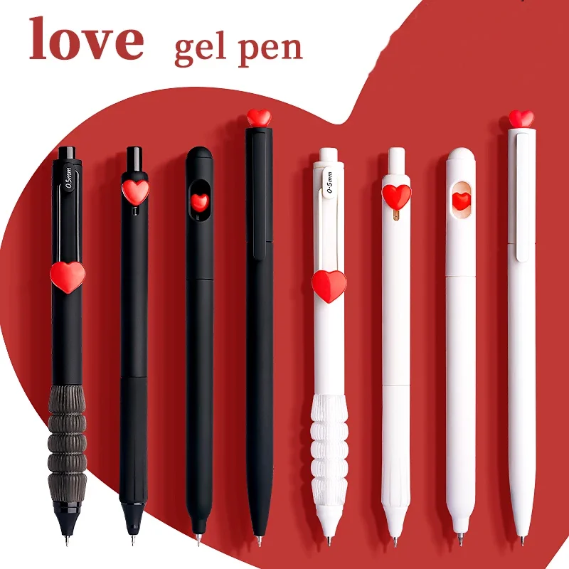 

office accessories pretty cute ballpoint pen gift for lovers Kawaii heart love gel pen set Aesthetic stationery Elegant pens