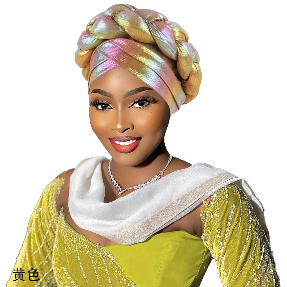 

African Headtie Pleated Turban Cap for Women 2025 Lady Head Wraps Muslim Headscarf Hat African Headpiece Outfits 2025