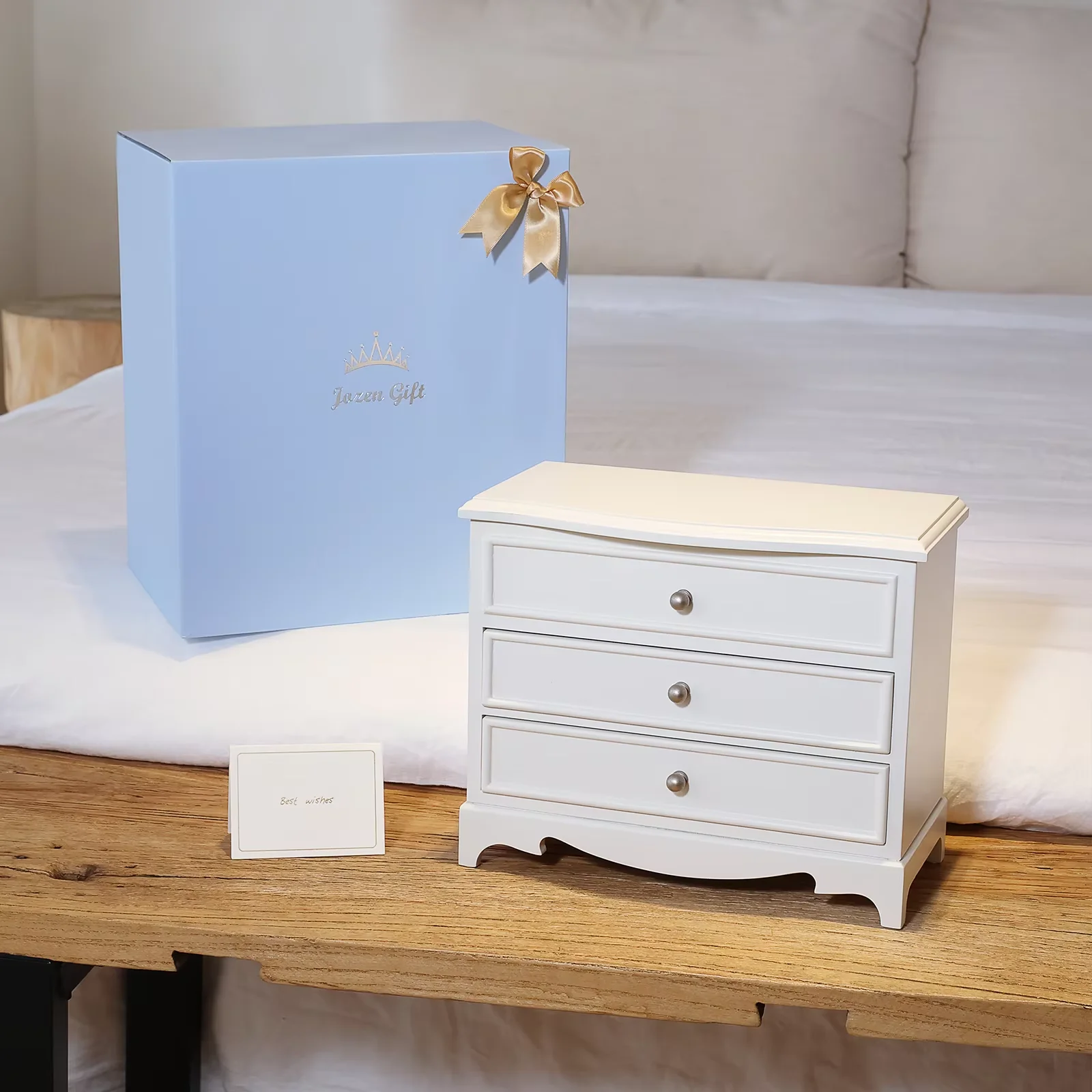 Jozen Gift White Ballerina Musical Jewelry Box with Mirror and Necklace for Girls and Women,Jewelry Storage Chest, for Birthday