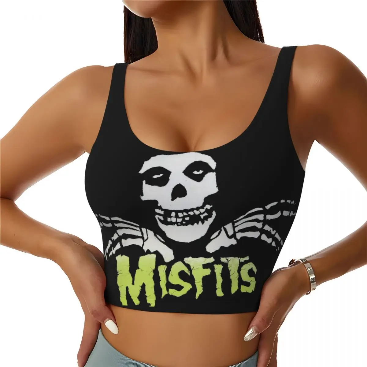 Custom Misfits Skull High Impact Sports Bras Women's Seamless Workout Running Crop Tank Tops