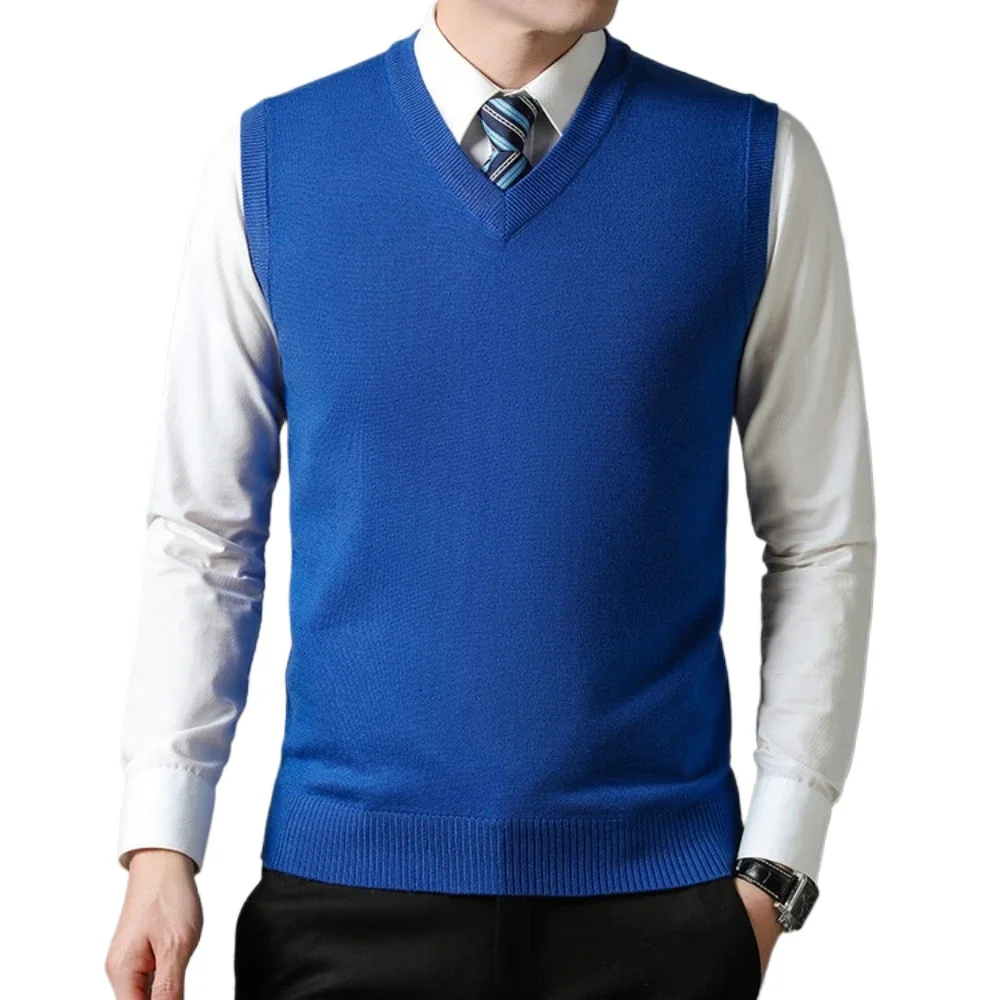 2025 New Men's Autumn High-end Sweater Vest V-neck Warm Knit Sleeveness Tank  Mens Clothes Pullover Tops