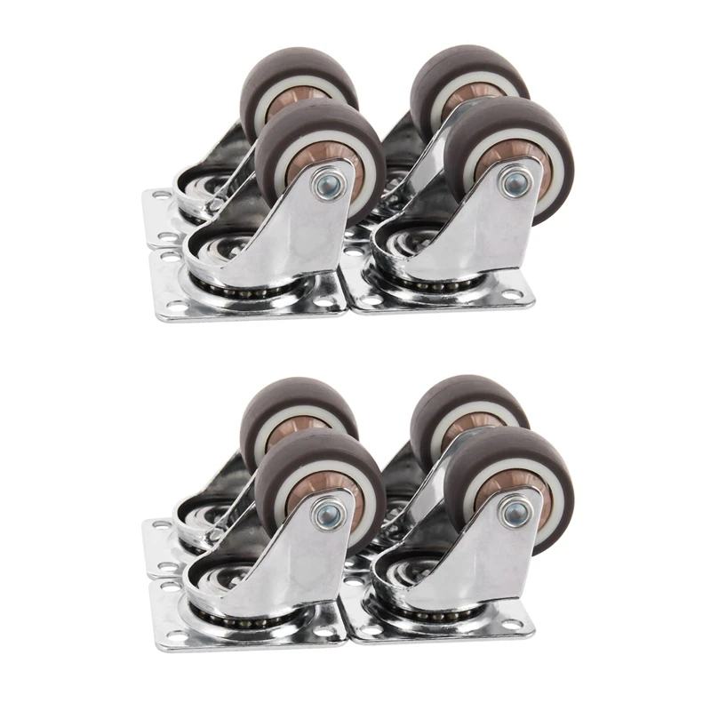 12X Mini Casters, 1 Inch/25 Mm Diameter, Ultra-Quiet Wheel For Bookcase Drawers