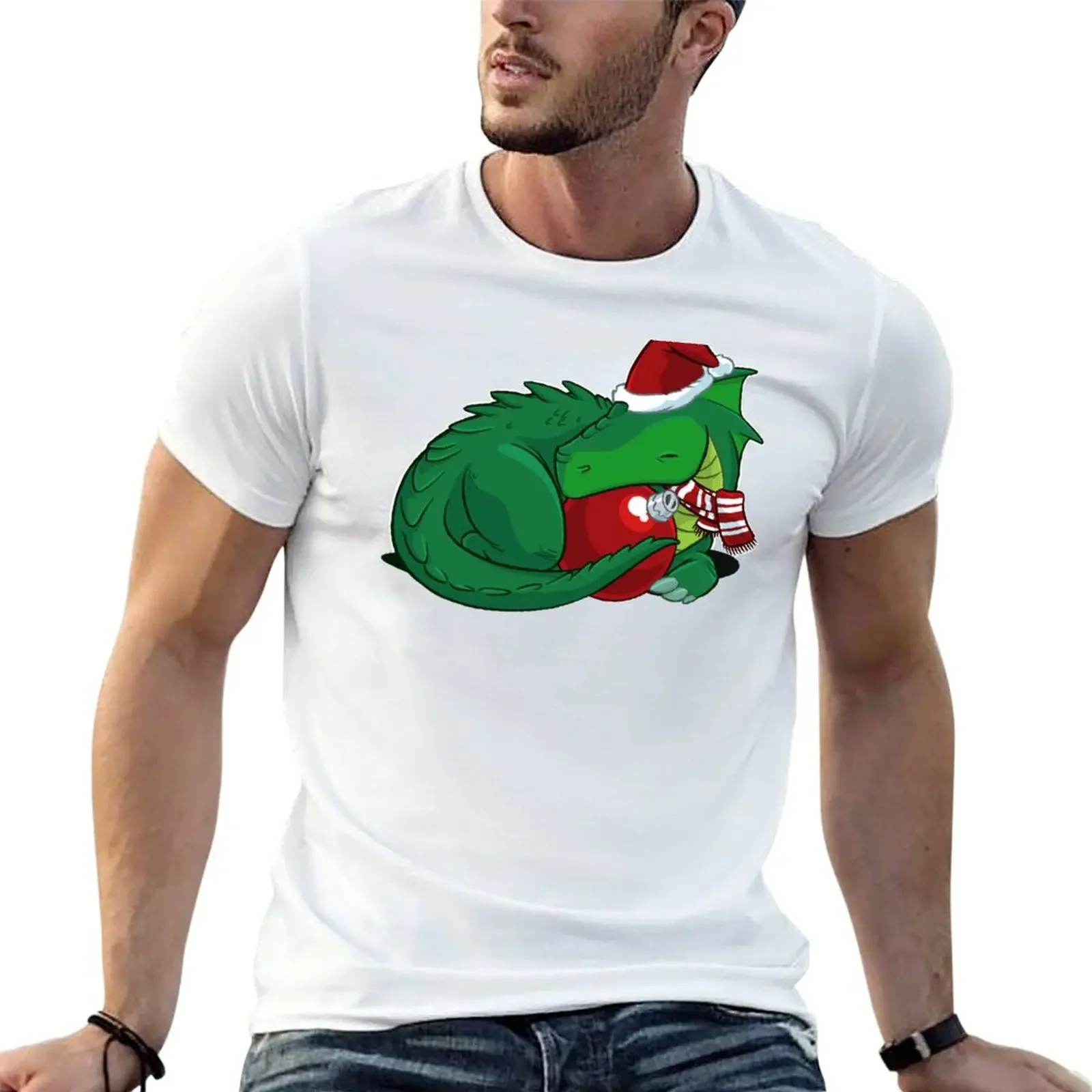 

Holiday Green Dragon T-Shirt clothes plain anime tshirt Men's cotton t-shirt