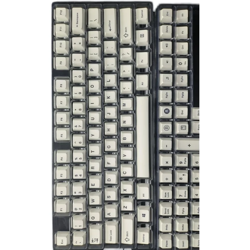 English Minimalist White Original Height 125 Keys Small Full Set of Fonts Bold White Keycaps