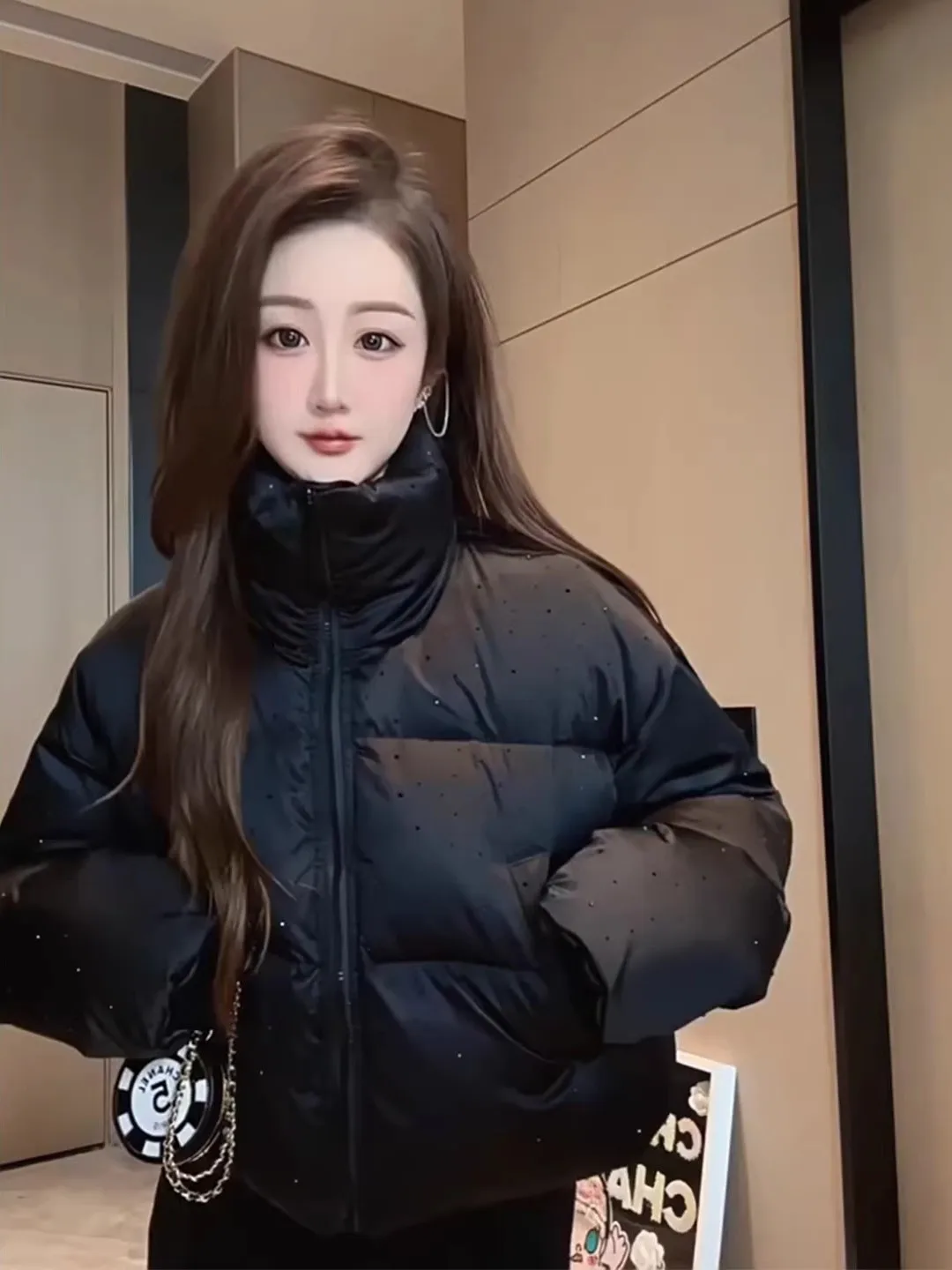 

Новая зимняя женская куртка-пуховик с ромбовидной отделкой, утепленная, в стиле «Dark Spicy Bread», из хлопка, теплая, утолщенная, с длинными рукавами, на молнии