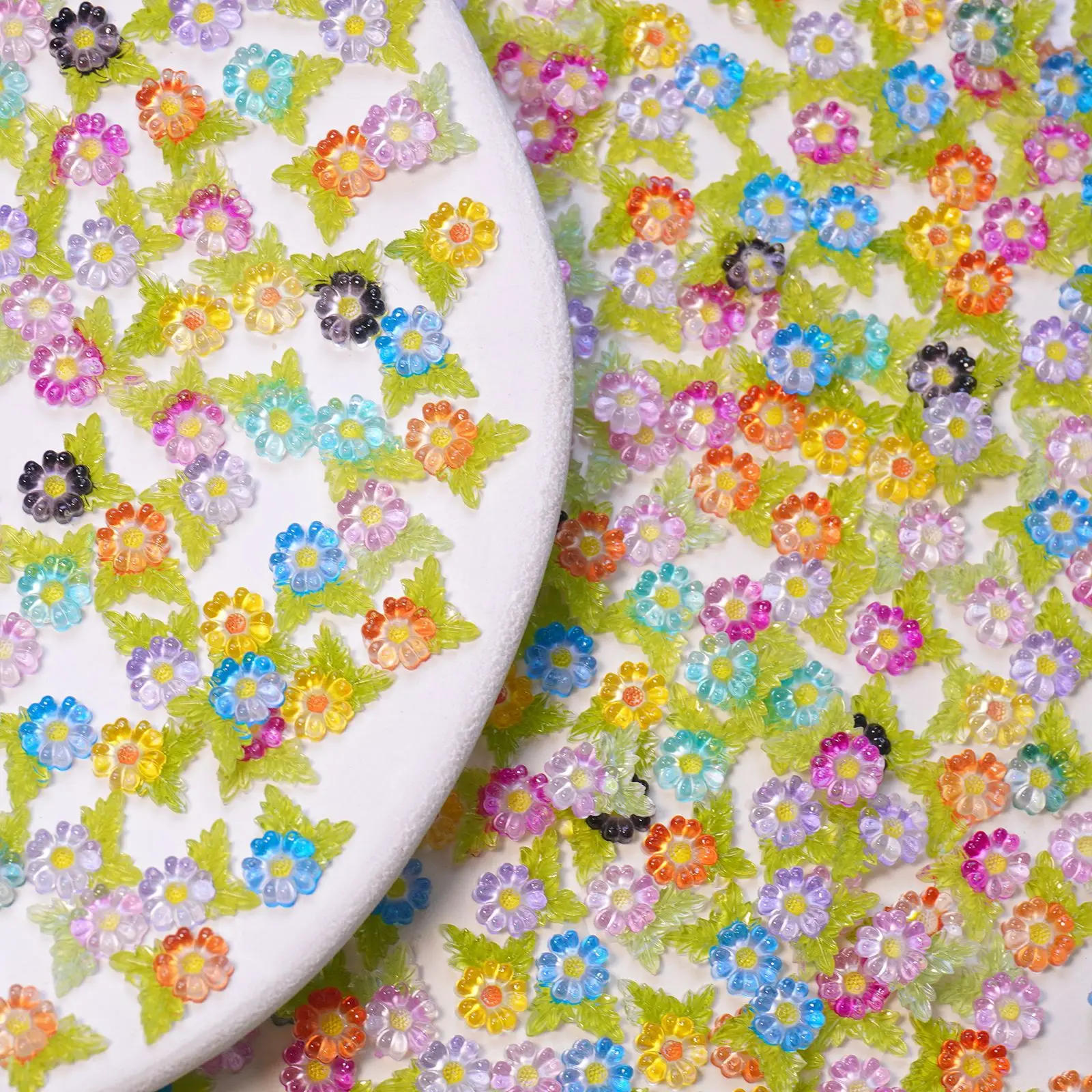 50/100/200Pcs, 9* 10mm, Ice Penetration, Flowers, Leaves, Nail Accessories, Stereo, DIY, Phone Case Accessories,